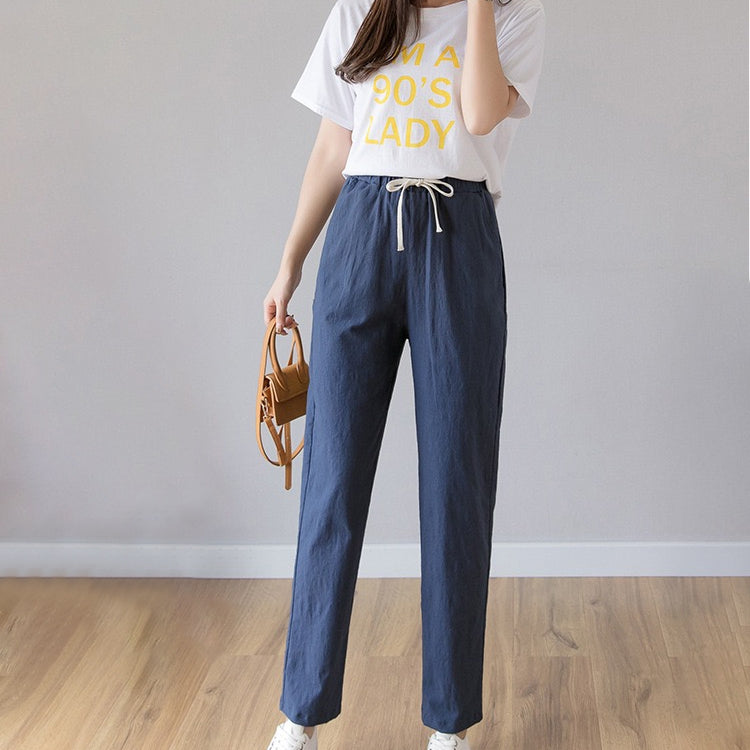 カルペディエム Carpe diem 綿麻パンツ ロングパンツ ストレートパンツ ロールアップ ボトムス 春 リネン素材 リネンパンツ 夏パンツ イージーパンツ ロールアップ カラーパンツ （コバルトグリーン） コバルトグリーン