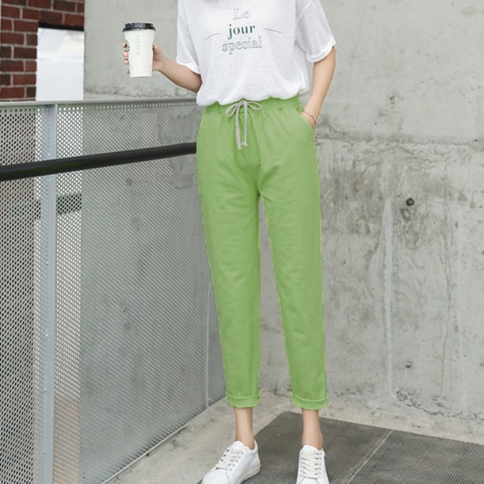 カルペディエム Carpe diem 綿麻パンツ ロングパンツ ストレートパンツ ロールアップ ボトムス 春 リネン素材 リネンパンツ 夏パンツ イージーパンツ ロールアップ カラーパンツ （コバルトグリーン） コバルトグリーン