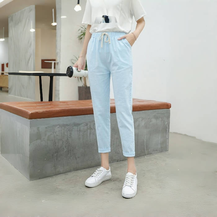 カルペディエム Carpe diem 綿麻パンツ ロングパンツ ストレートパンツ ロールアップ ボトムス 春 リネン素材 リネンパンツ 夏パンツ イージーパンツ ロールアップ カラーパンツ （コバルトグリーン） コバルトグリーン