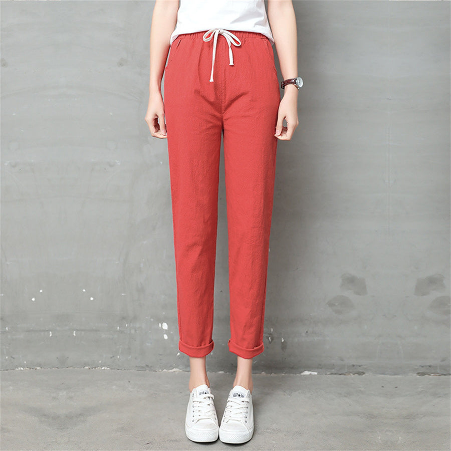 カルペディエム Carpe diem 綿麻パンツ ロングパンツ ストレートパンツ ロールアップ ボトムス 春 リネン素材 リネンパンツ 夏パンツ イージーパンツ ロールアップ カラーパンツ （レッド） レッド