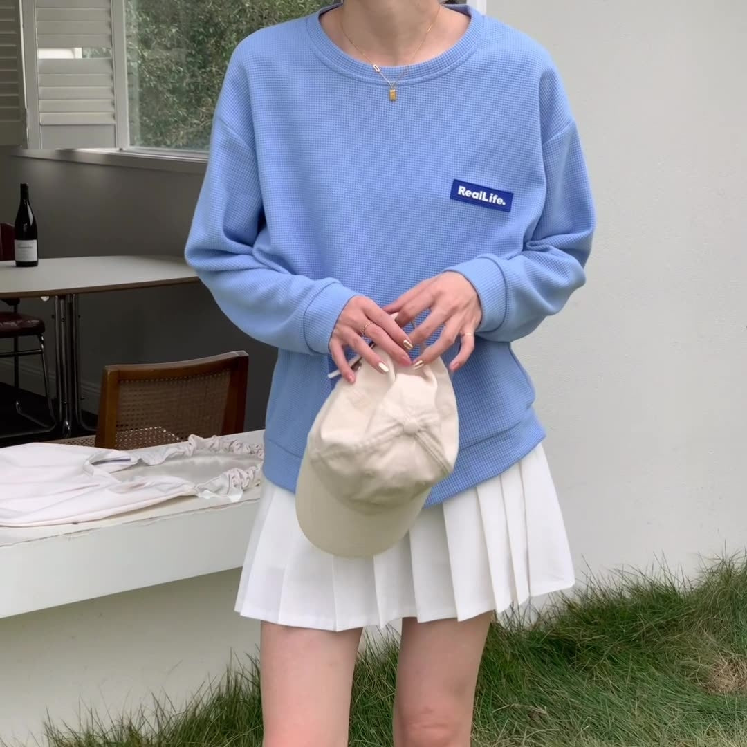 カルペディエム Carpe diem ワッフルロゴ 長袖トップス トレーナー ロゴ 秋新作 韓国 ゆったり カジュアル 秋服 春服 ロングスリーブ スウェット オーバーサイズ 体型カバー （グレー） グレー