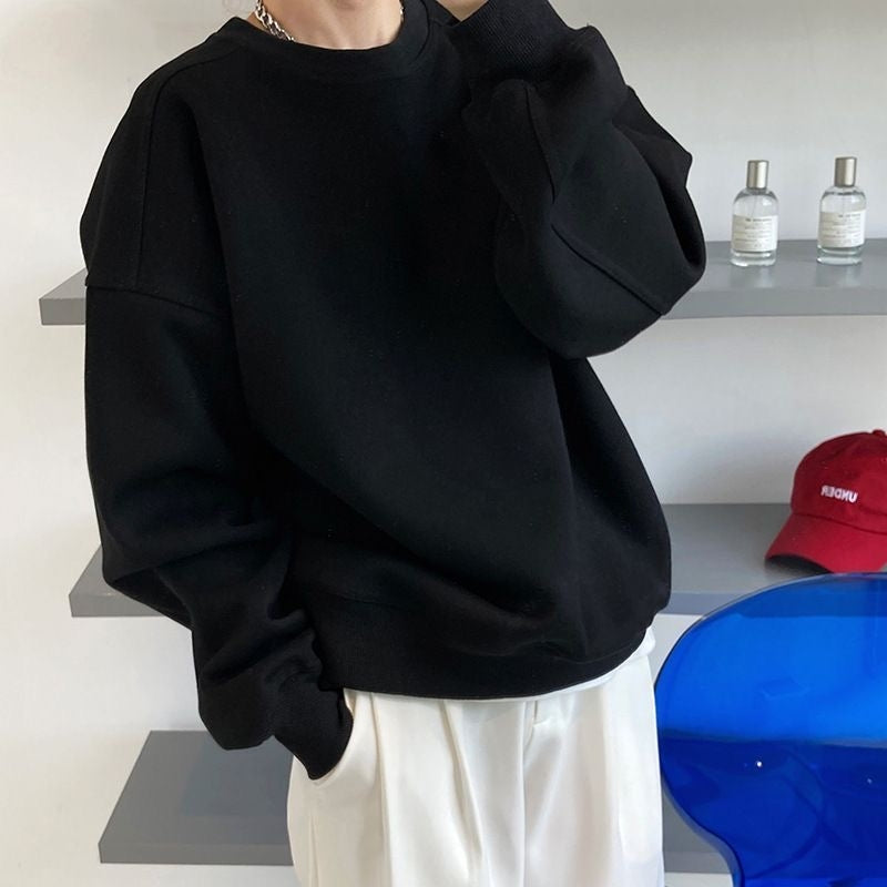 カルペディエム Carpe diem 無地トレーナー 秋冬トップス 体型カバー スウェット トレンド感 長袖プルオーバー 韓国風 着やせ （ライトベージュ） ライトベージュ