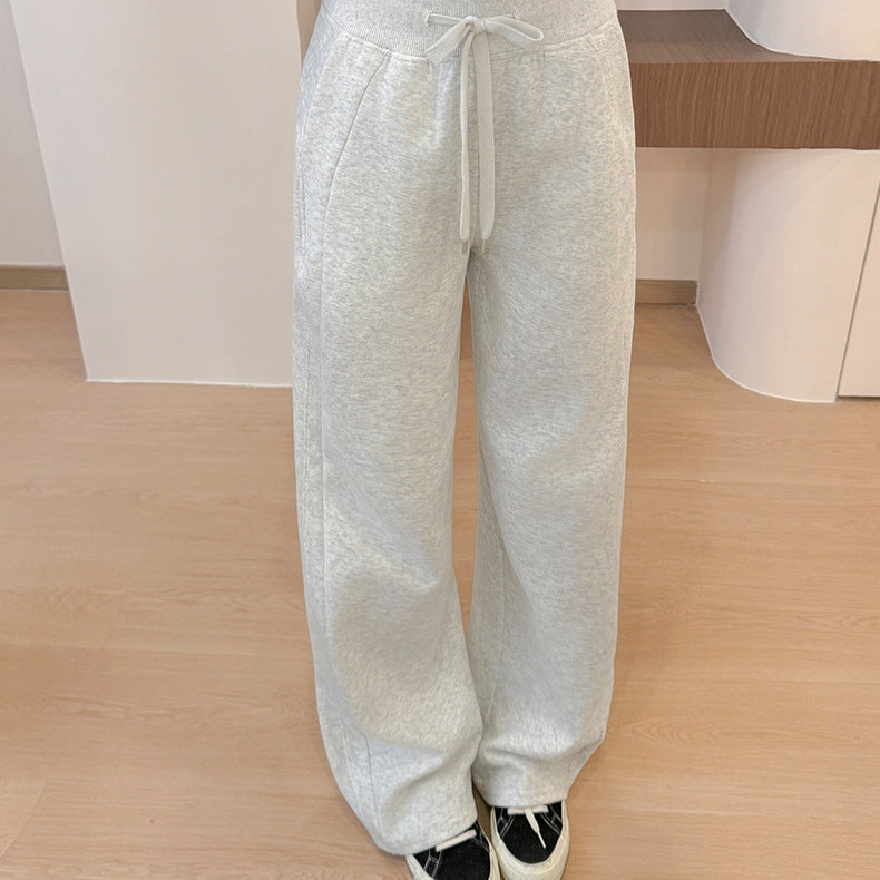 カルペディエム Carpe diem リラックス ワイドパンツ 秋冬 ウエストゴム ドローストリング センターライン 美脚効果 カジュアル 大人可愛い シルエット ゆったり フィット感 韓国風 カジュアル ボトムス （ホワイト） ホワイト