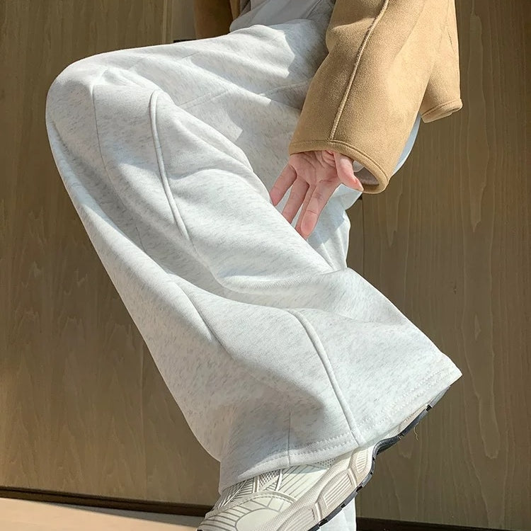 カルペディエム Carpe diem リラックス ワイドパンツ 秋冬 ウエストゴム ドローストリング センターライン 美脚効果 カジュアル 大人可愛い シルエット ゆったり フィット感 韓国風 カジュアル ボトムス （ホワイト） ホワイト