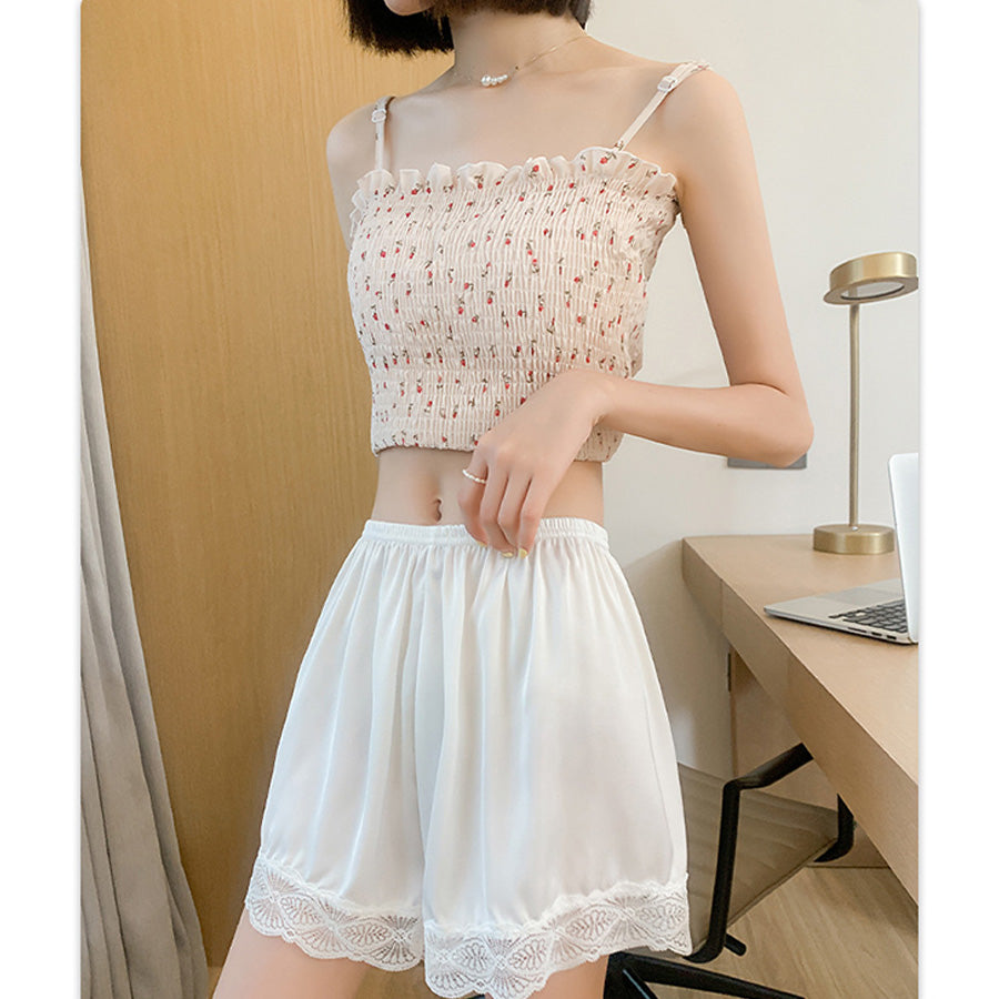 カルペディエム Carpe diem ペチコートパンツ レディース 裾レース インナーパンツ ペチコート 透け 防止 レディース シンプル フリーサイズ ルームウエア （ブラック） ブラック