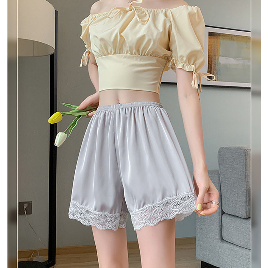 カルペディエム Carpe diem ペチコートパンツ レディース 裾レース インナーパンツ ペチコート 透け 防止 レディース シンプル フリーサイズ ルームウエア （ブラック） ブラック