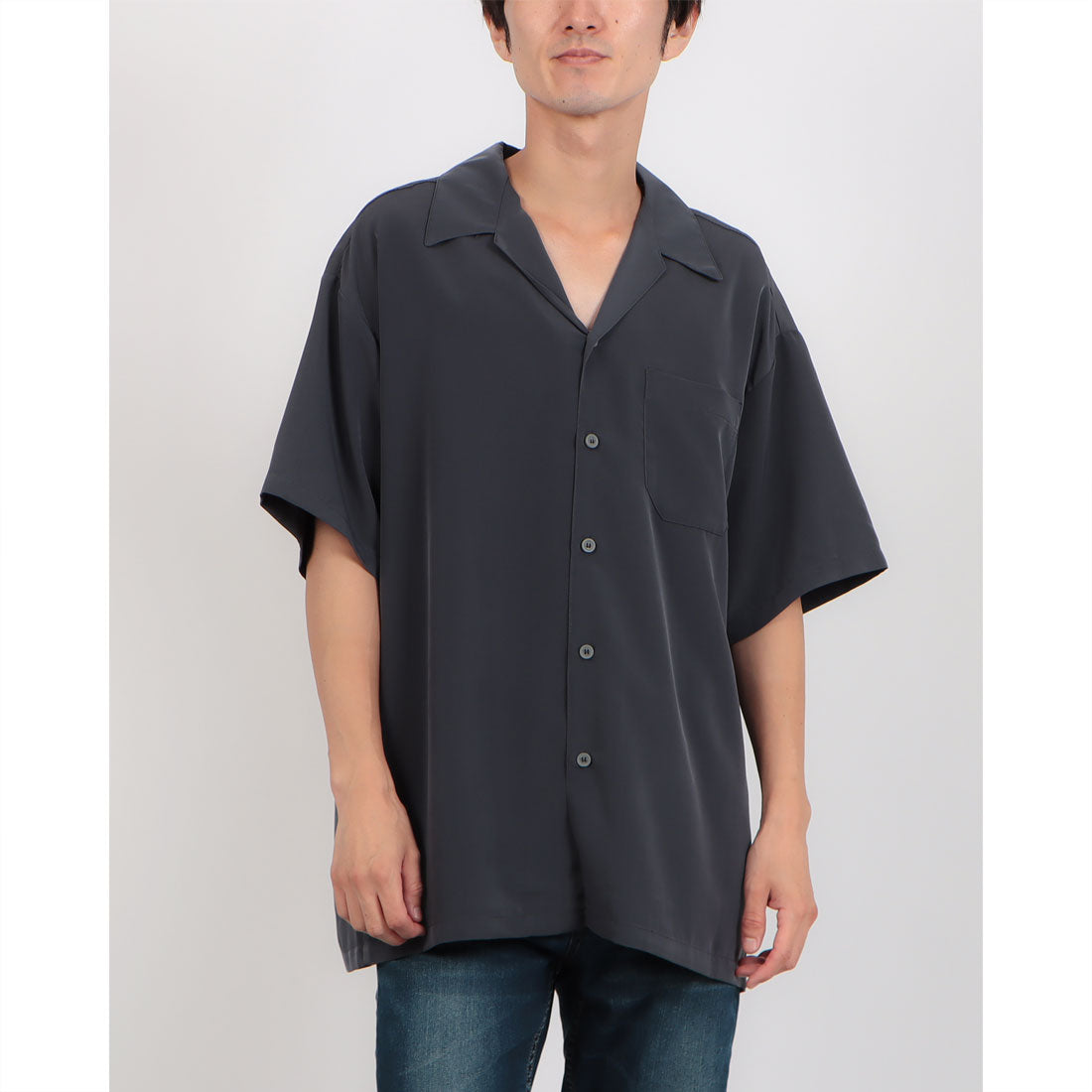 キャルトップ Cal Top CalTop OPEN COLOR S/S SHIRTS キャルトップ オープンカラーシャツ ポケット付き （チャコール） チャコール