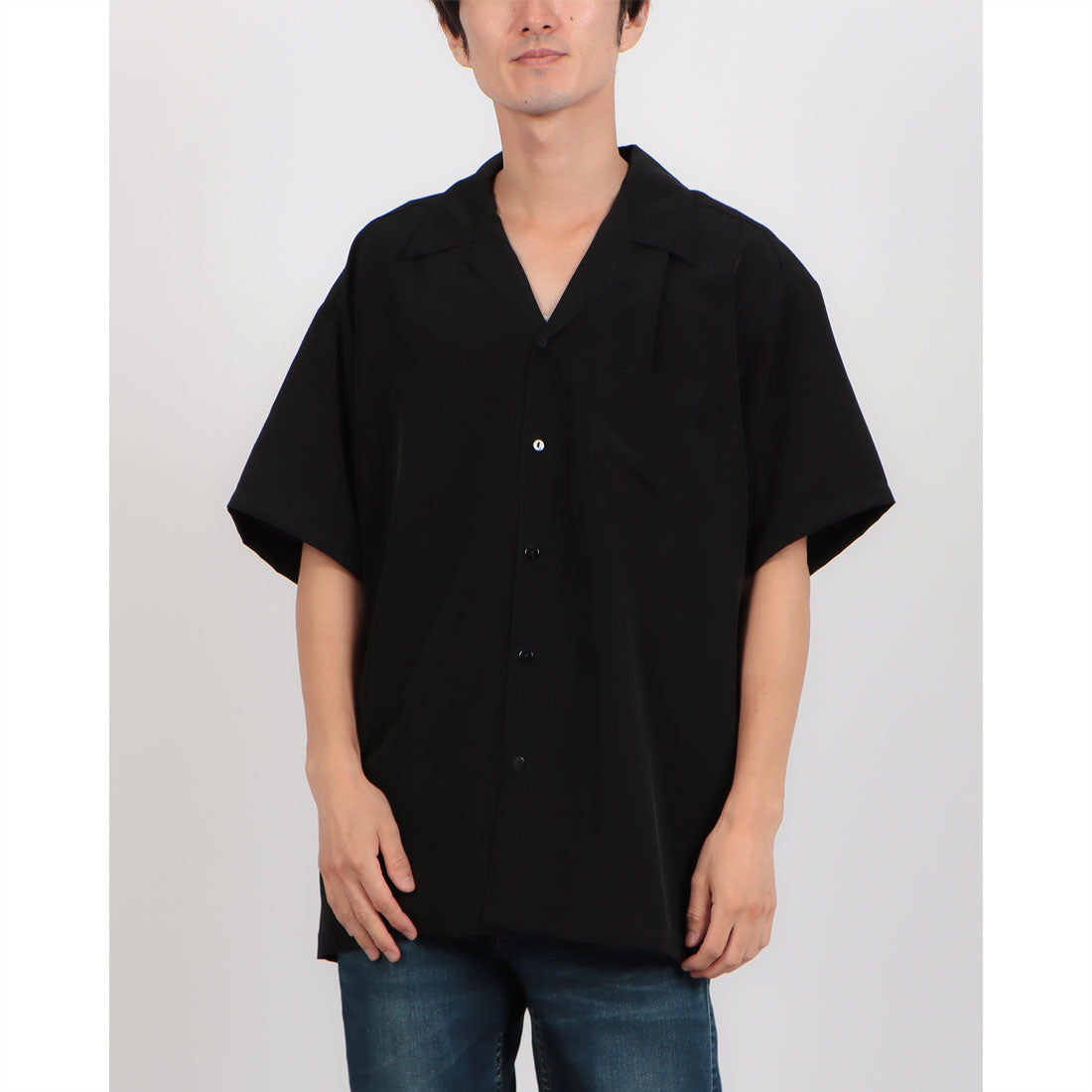 キャルトップ Cal Top CalTop OPEN COLOR S/S SHIRTS キャルトップ オープンカラーシャツ ポケット付き （ブラック） ブラック