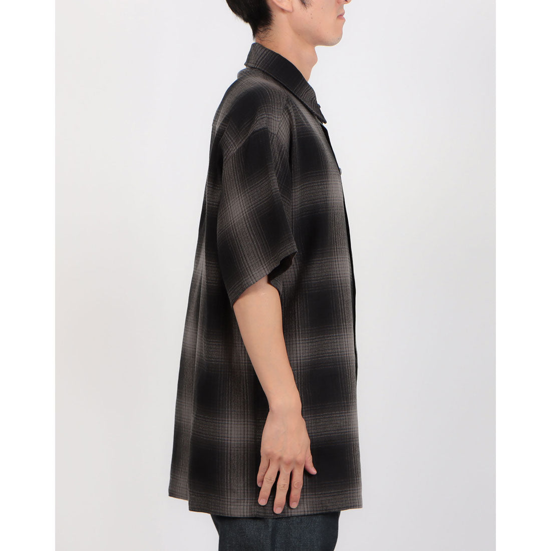 キャルトップ Cal Top CalTop OMBRE CHECK S/S SHIRTS キャルトップ オンブレ チェックシャツ ポケット付き （グレー×ホワイト） グレー×ホワイト