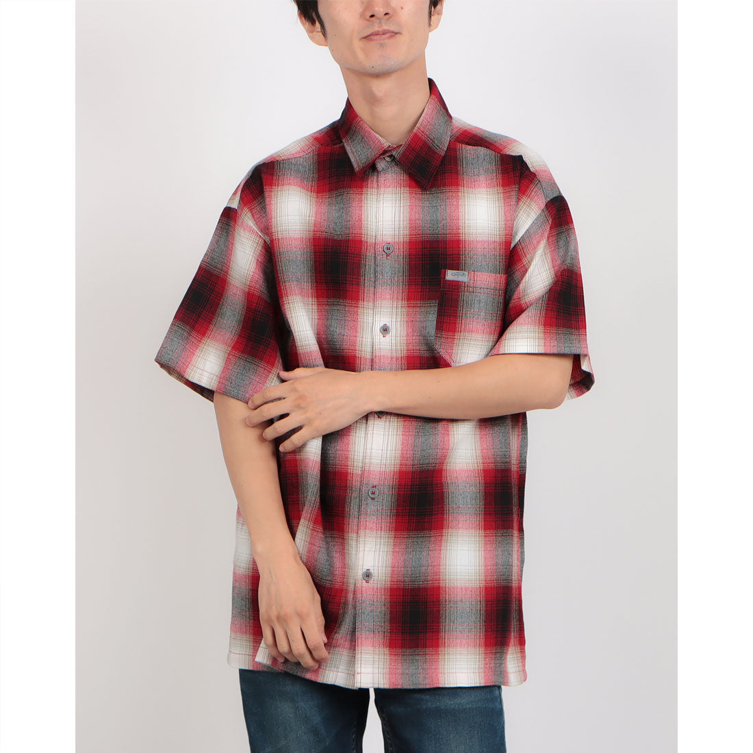 キャルトップ Cal Top CalTop OMBRE CHECK S/S SHIRTS キャルトップ オンブレ チェックシャツ ポケット付き （レッド×ホワイト） レッド×ホワイト
