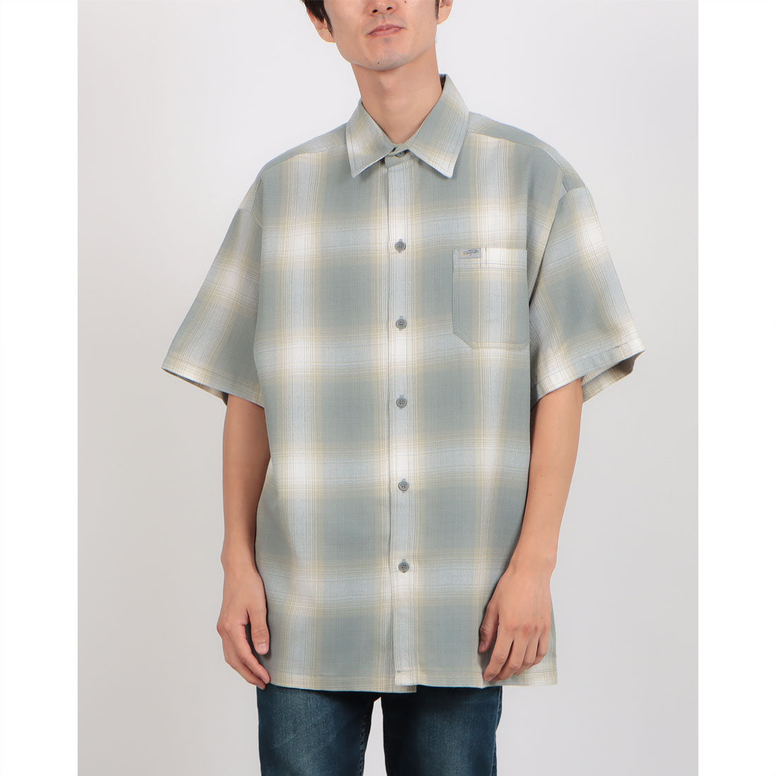 キャルトップ Cal Top CalTop OMBRE CHECK S/S SHIRTS キャルトップ オンブレ チェックシャツ ポケット付き （ニューグレー） ニューグレー