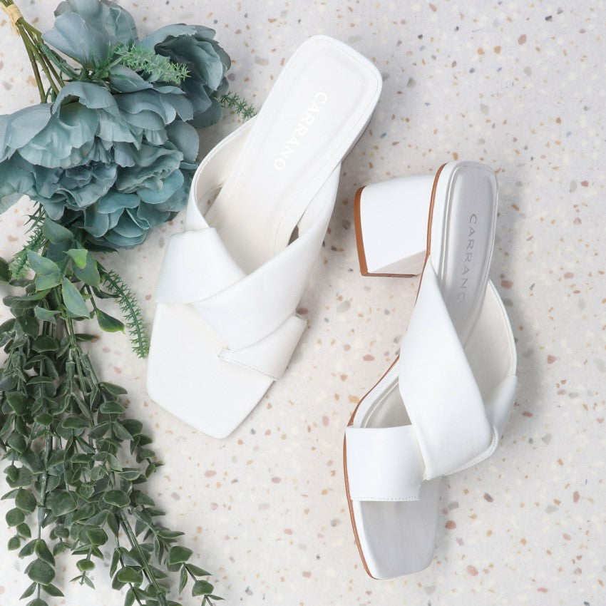 CARRANO chunky heel thong mule sandals