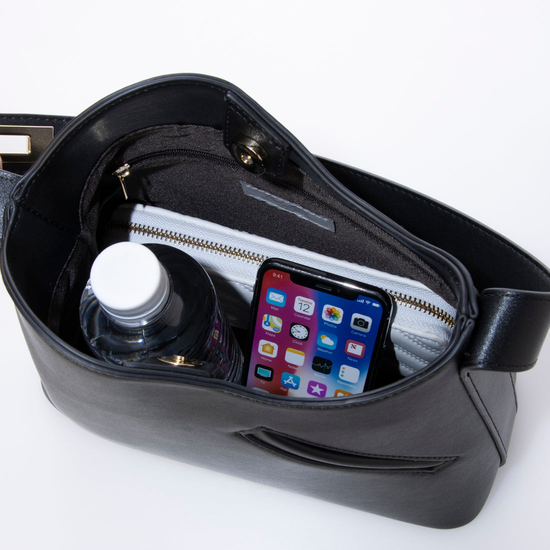 カシュカシュ cache cache サイドポケットヒネリハンドル2wayトートバッグ