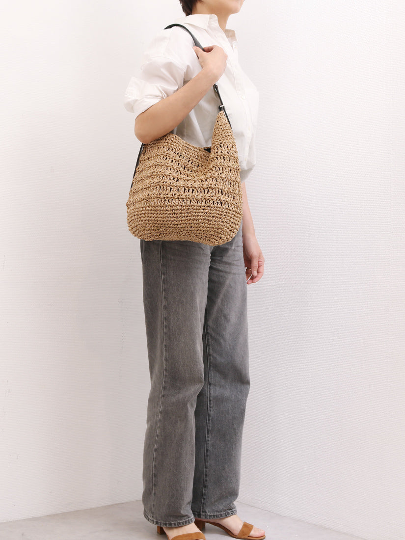 カシュカシュ cache cache フリーハンドル柄編トート （BK） BK