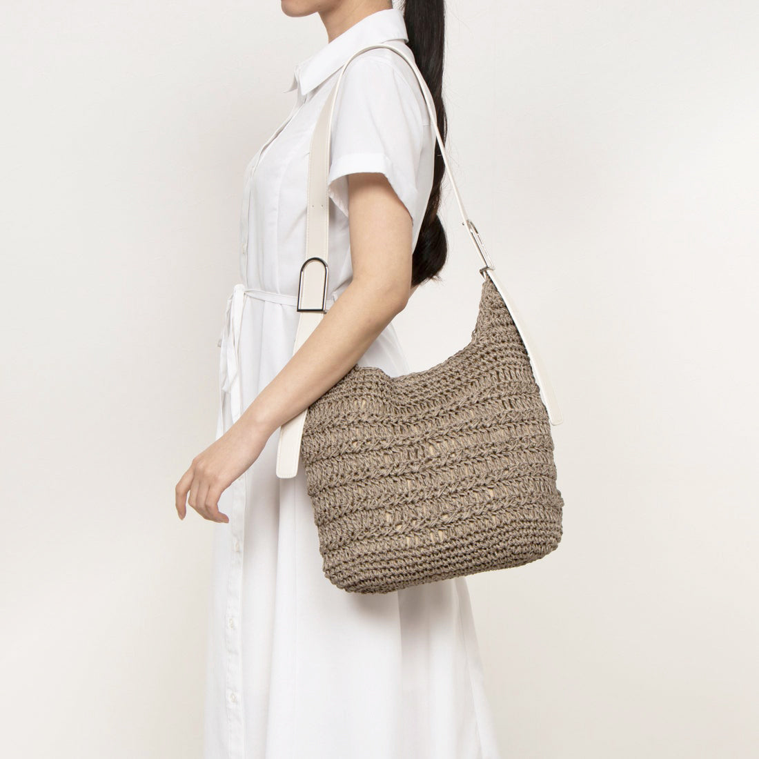 カシュカシュ cache cache フリーハンドル柄編トート （BK） BK