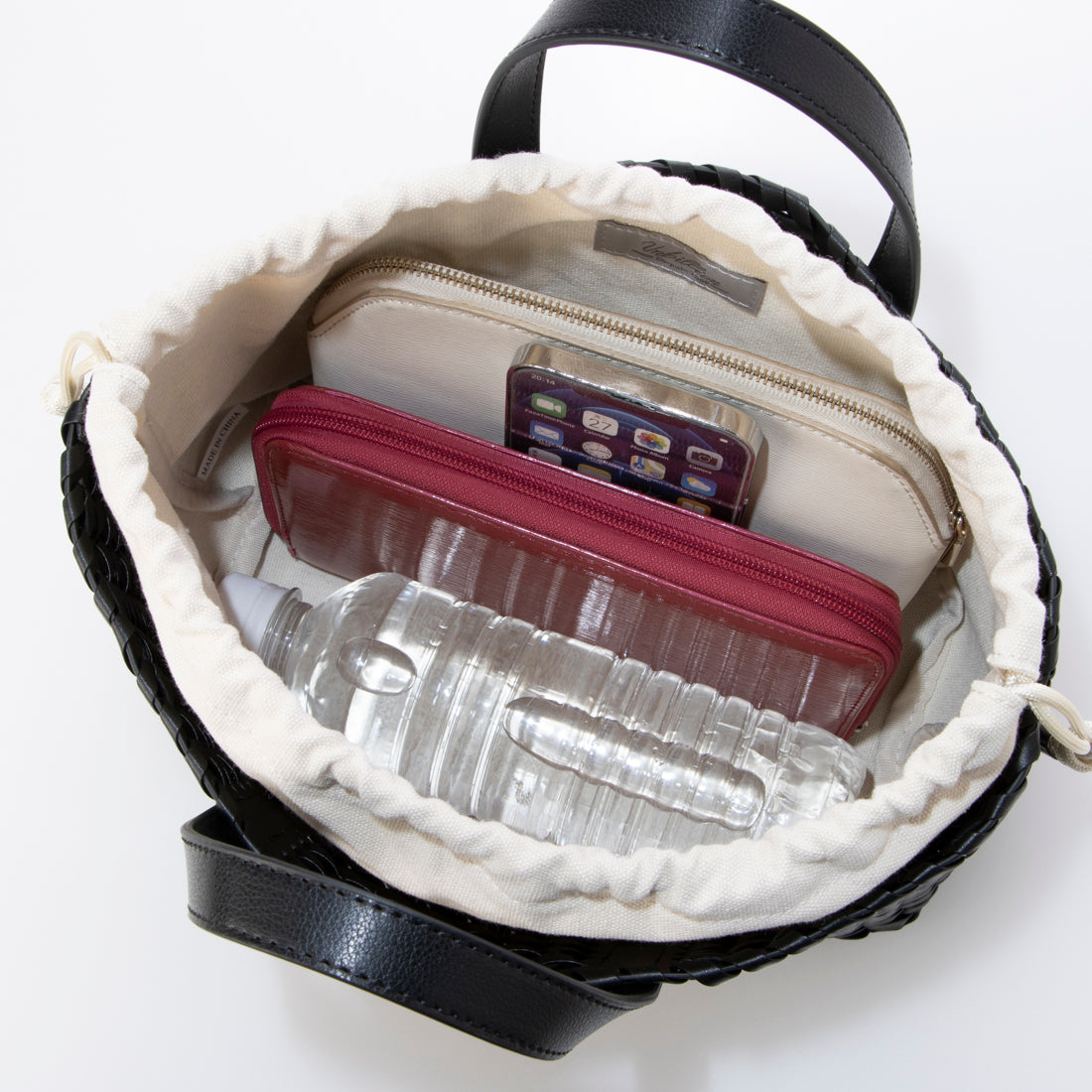 カシュカシュ cache cache コードかがり横長トートバッグ （BK） BK