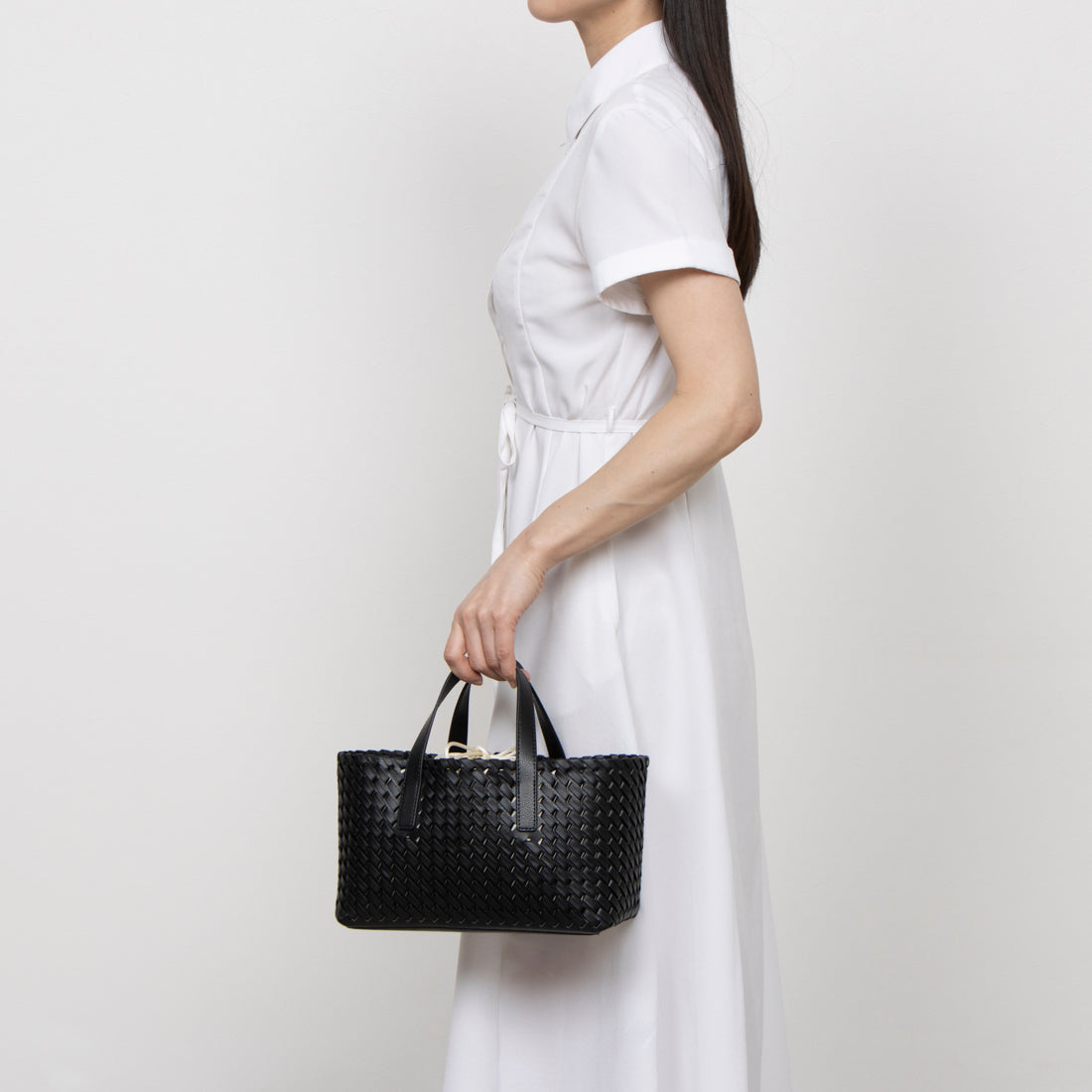 カシュカシュ cache cache コードかがり横長トートバッグ （BK） BK
