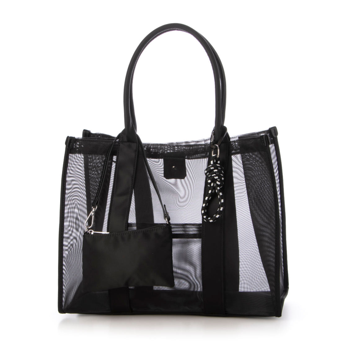 カシュカシュ cache cache チュールメッシュスクエアビッグトート （BK） BK