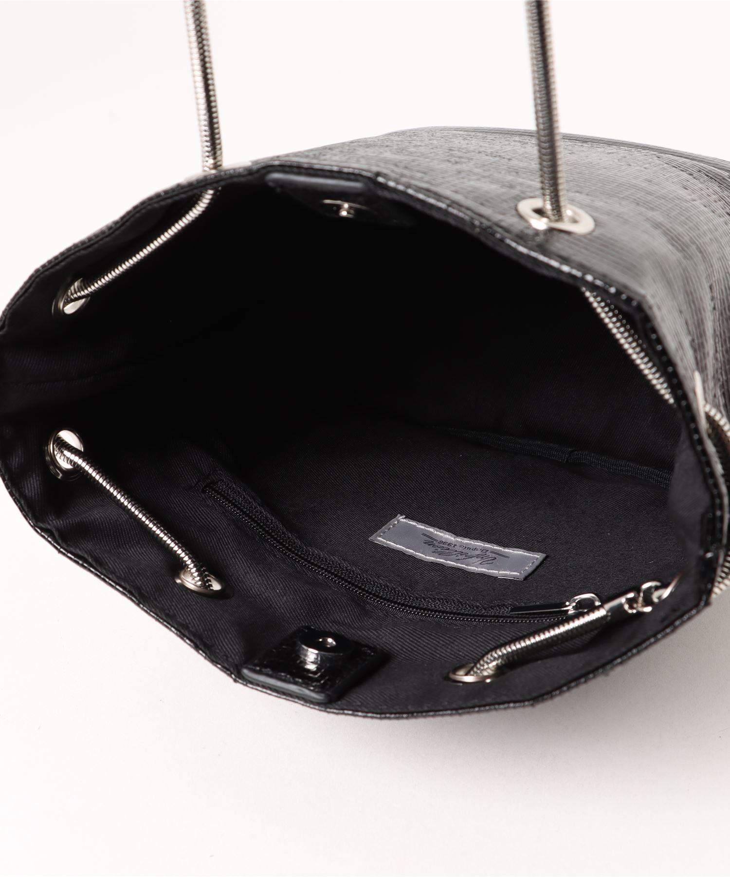 カシュカシュ cache cache スネークチェーンメタリックミニバッグ （ブラック） ブラック
