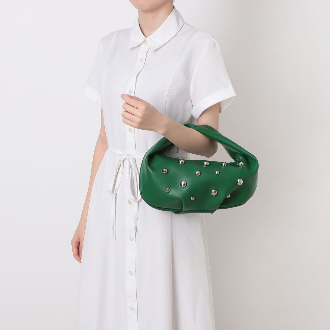 カシュカシュ cache cache スタッズワンハンドルバッグ （GN） GN