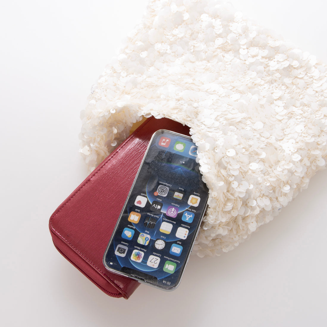 カシュカシュ cache cache スパンコールトライアングルバッグ （WH） WH
