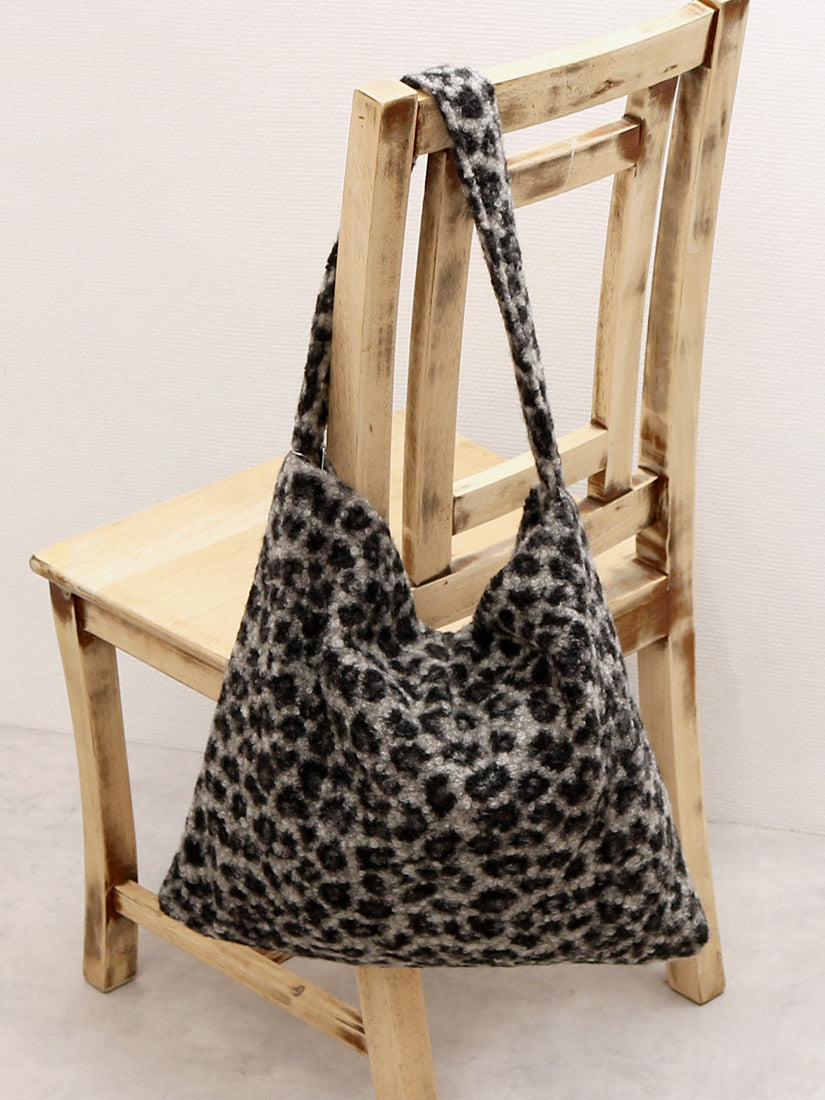 カシュカシュ cache cache レオパードループツイードワンショルダートート （GY） GY