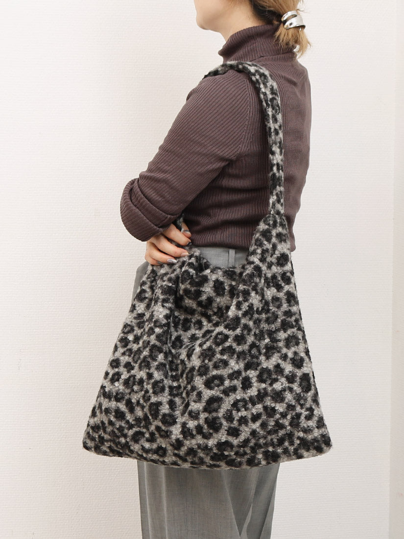 カシュカシュ cache cache レオパードループツイードワンショルダートート （GY） GY