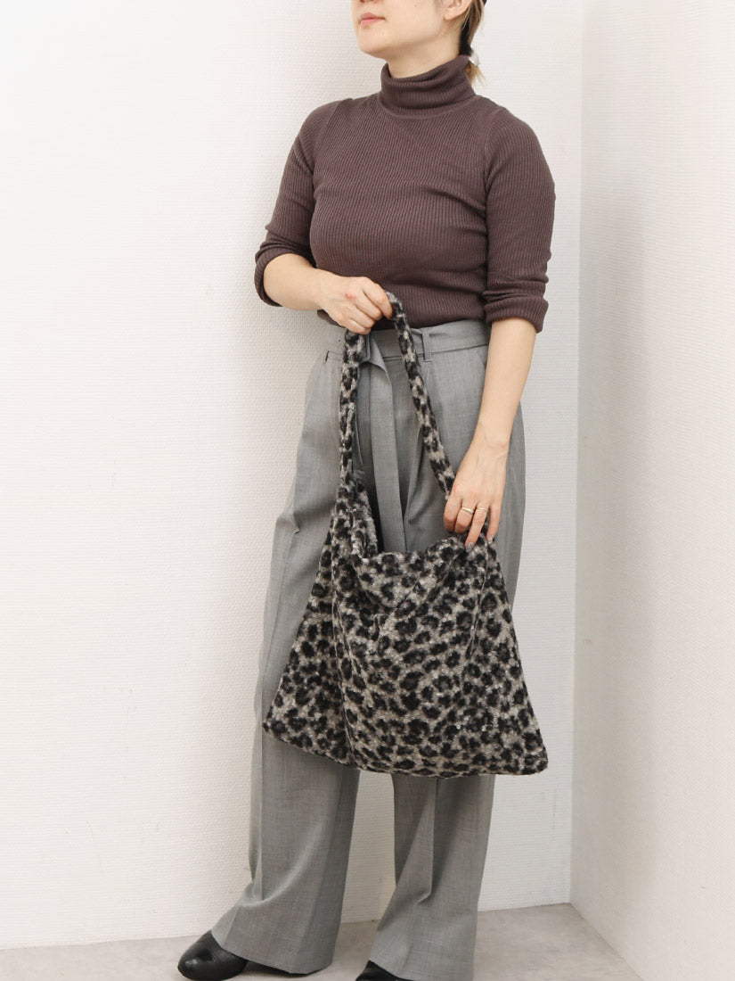 カシュカシュ cache cache レオパードループツイードワンショルダートート （GY） GY