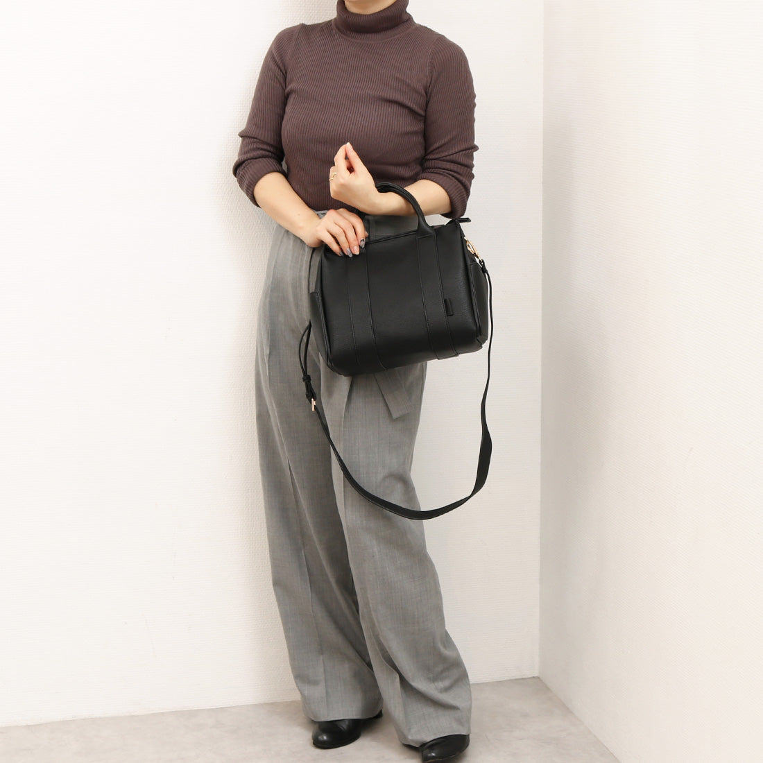 カシュカシュ cache cache 6ポケットパーテーション2wayトート （BK） BK