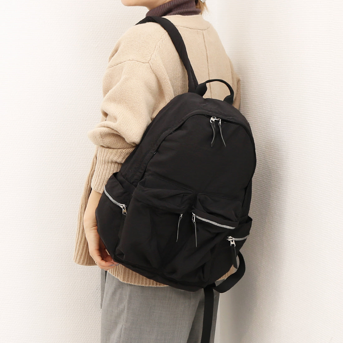 カシュカシュ cache cache 10ポケットナイロンリュック （BK） BK
