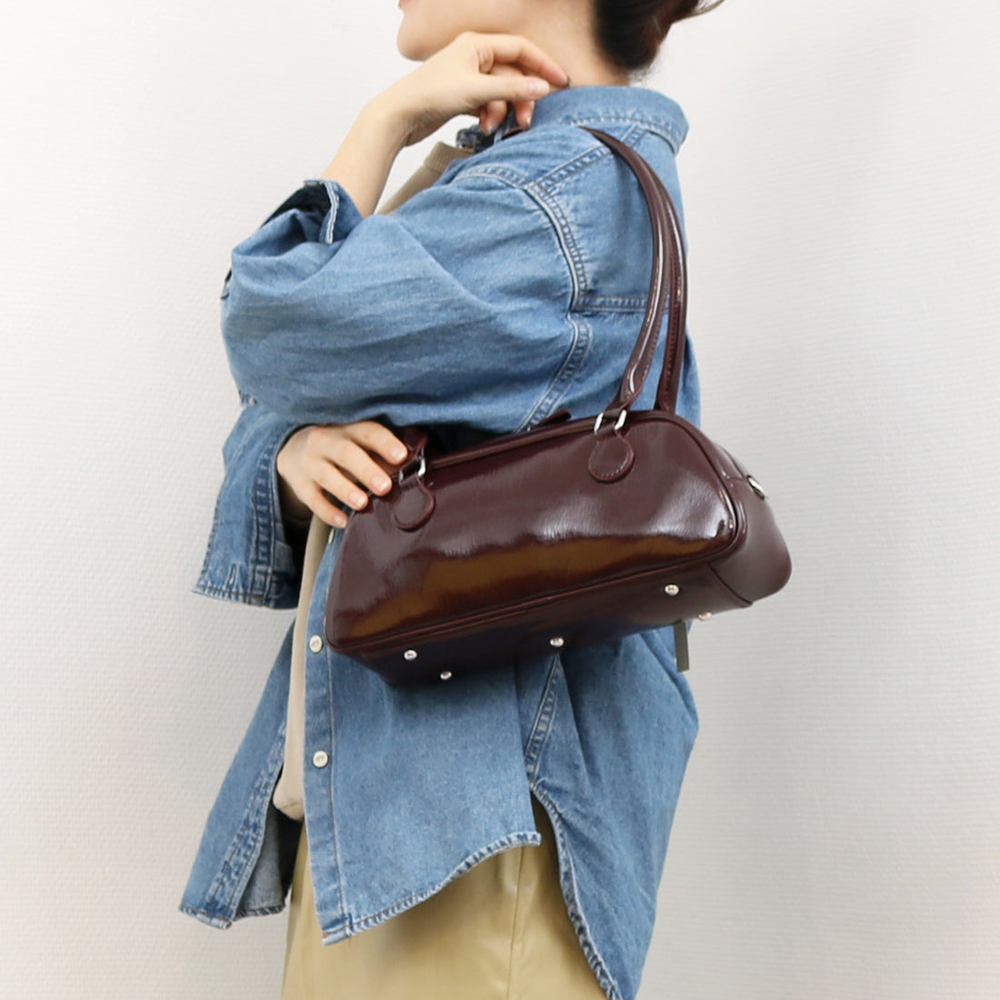 カシュカシュ cache cache 横長エナメルボストン （WI） WI