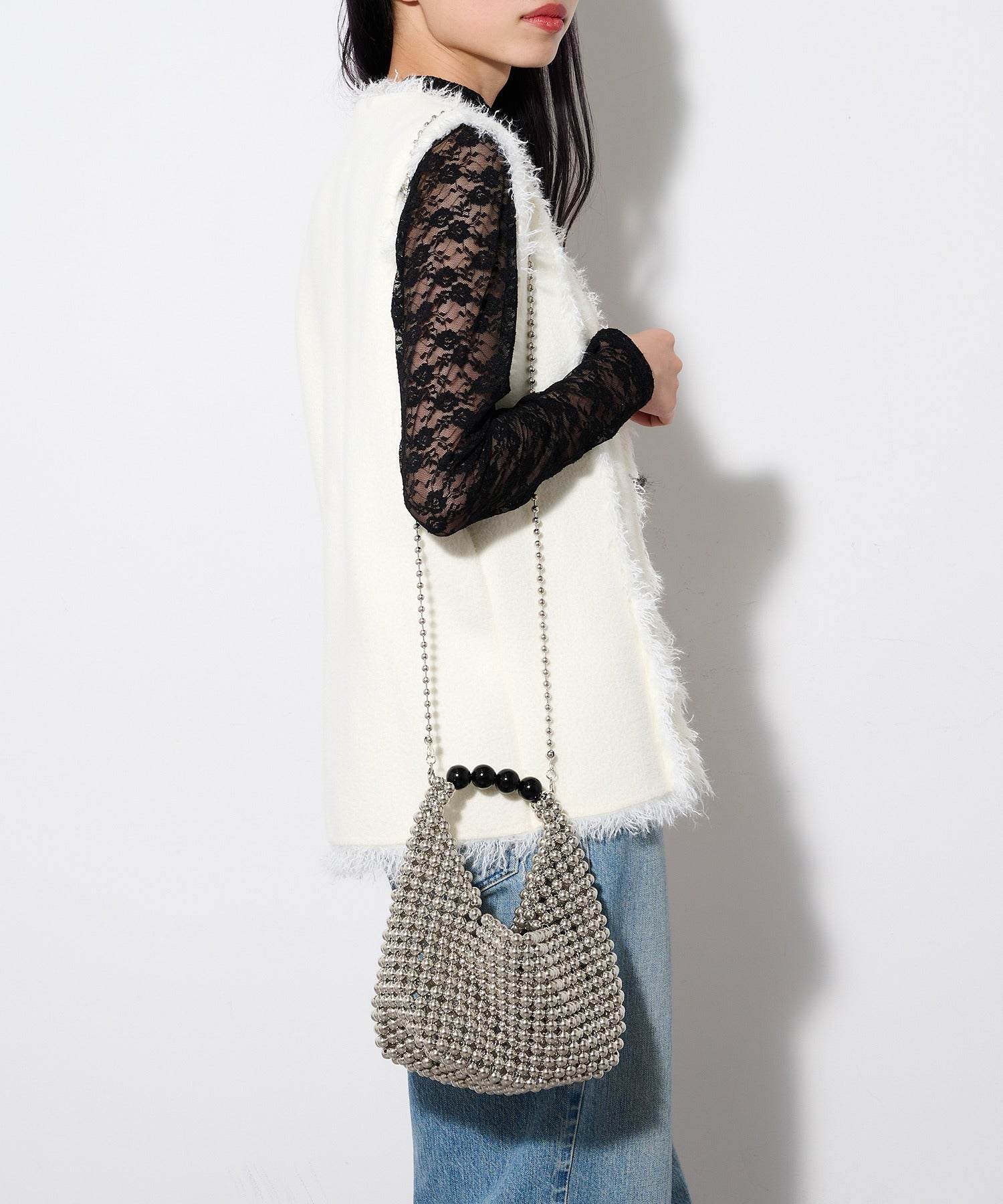 カシュカシュ cache cache メタルビーズバッグ （ブラック） ブラック