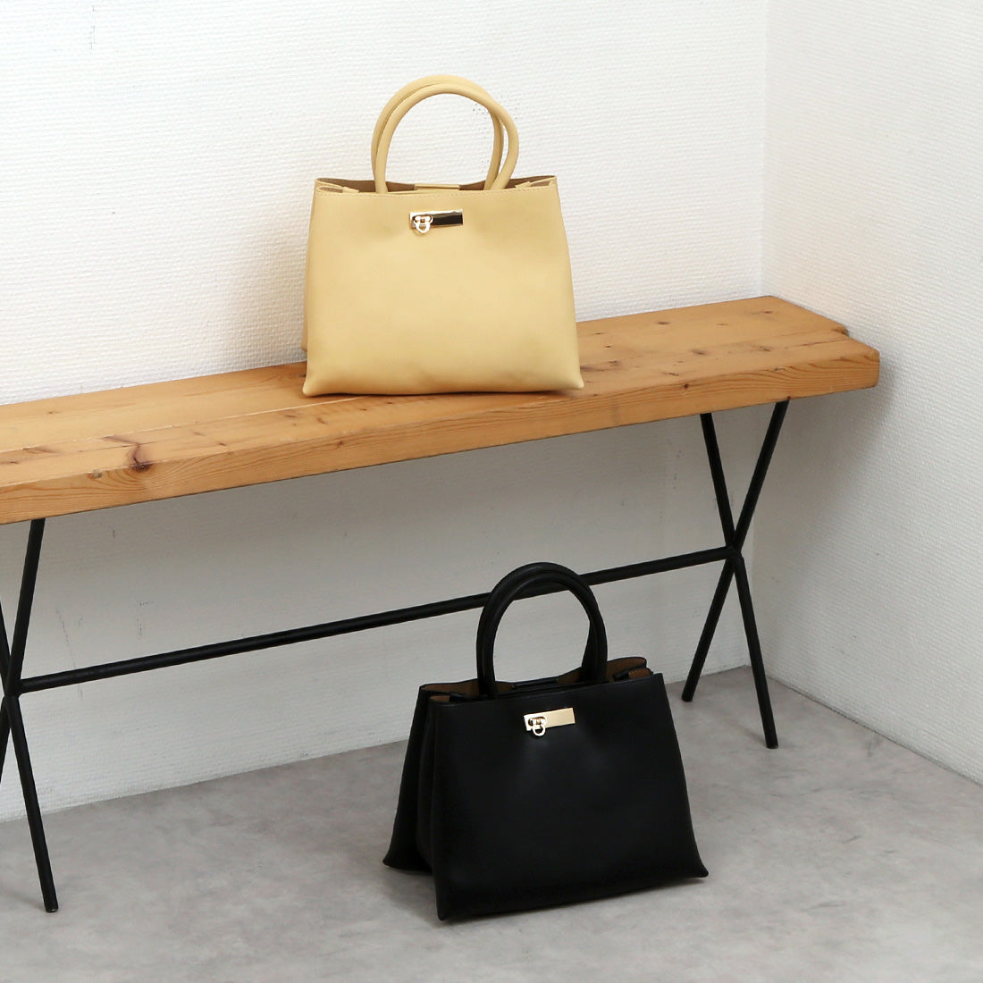 カシュカシュ cache cache 三層2wayトートバッグ （BK） BK