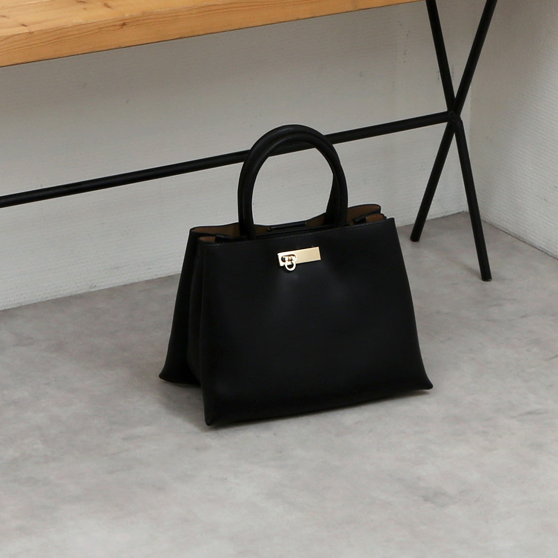 カシュカシュ cache cache 三層2wayトートバッグ （BK） BK
