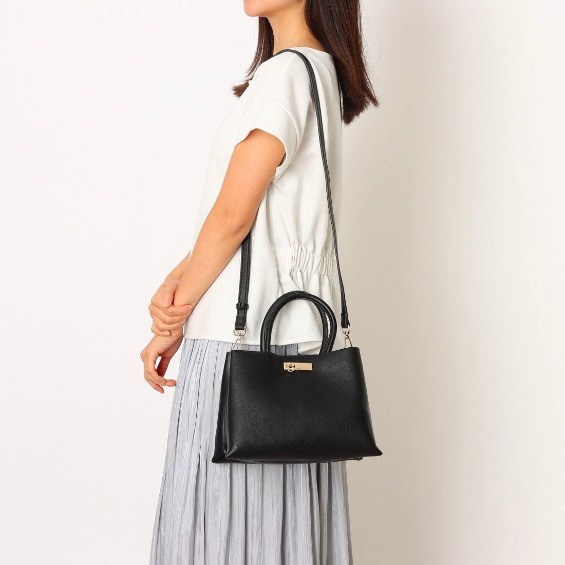 カシュカシュ cache cache 三層2wayトートバッグ （BK） BK