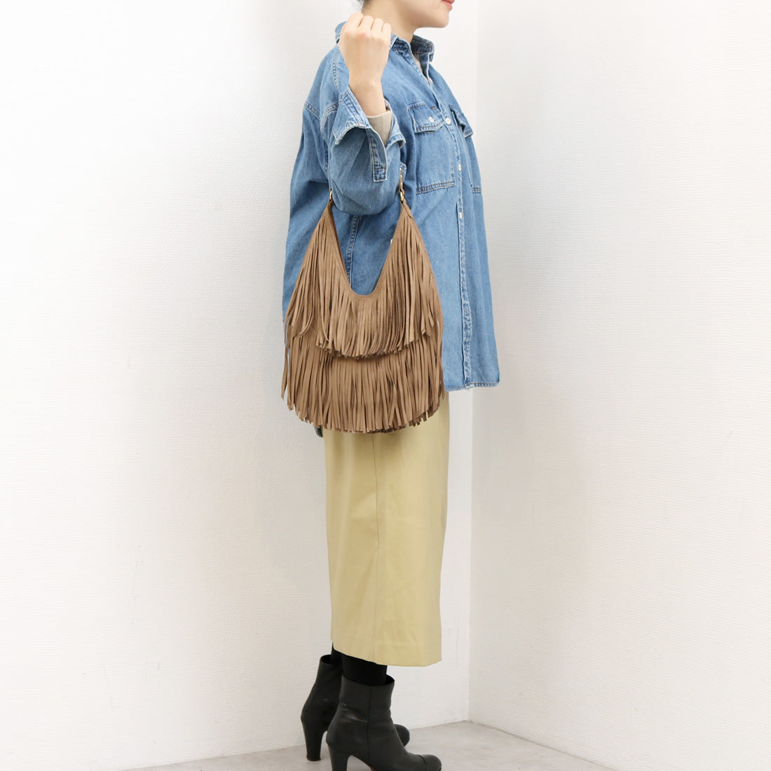 カシュカシュ cache cache スエードフリンジセミショルダー （DBE） DBE