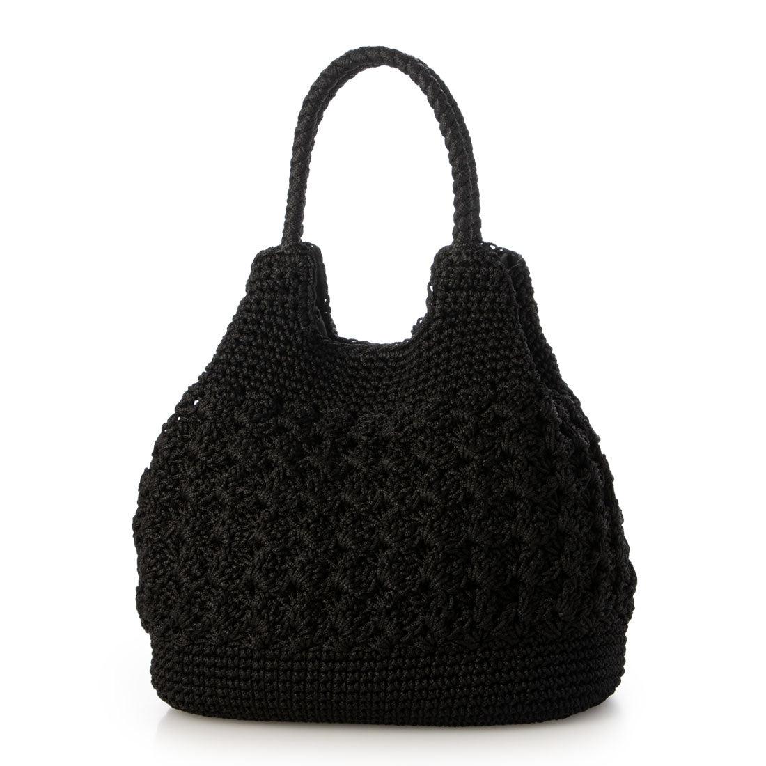 カシュカシュ cache cache 柄編みベーシックトート カゴバッグ （BK） BK