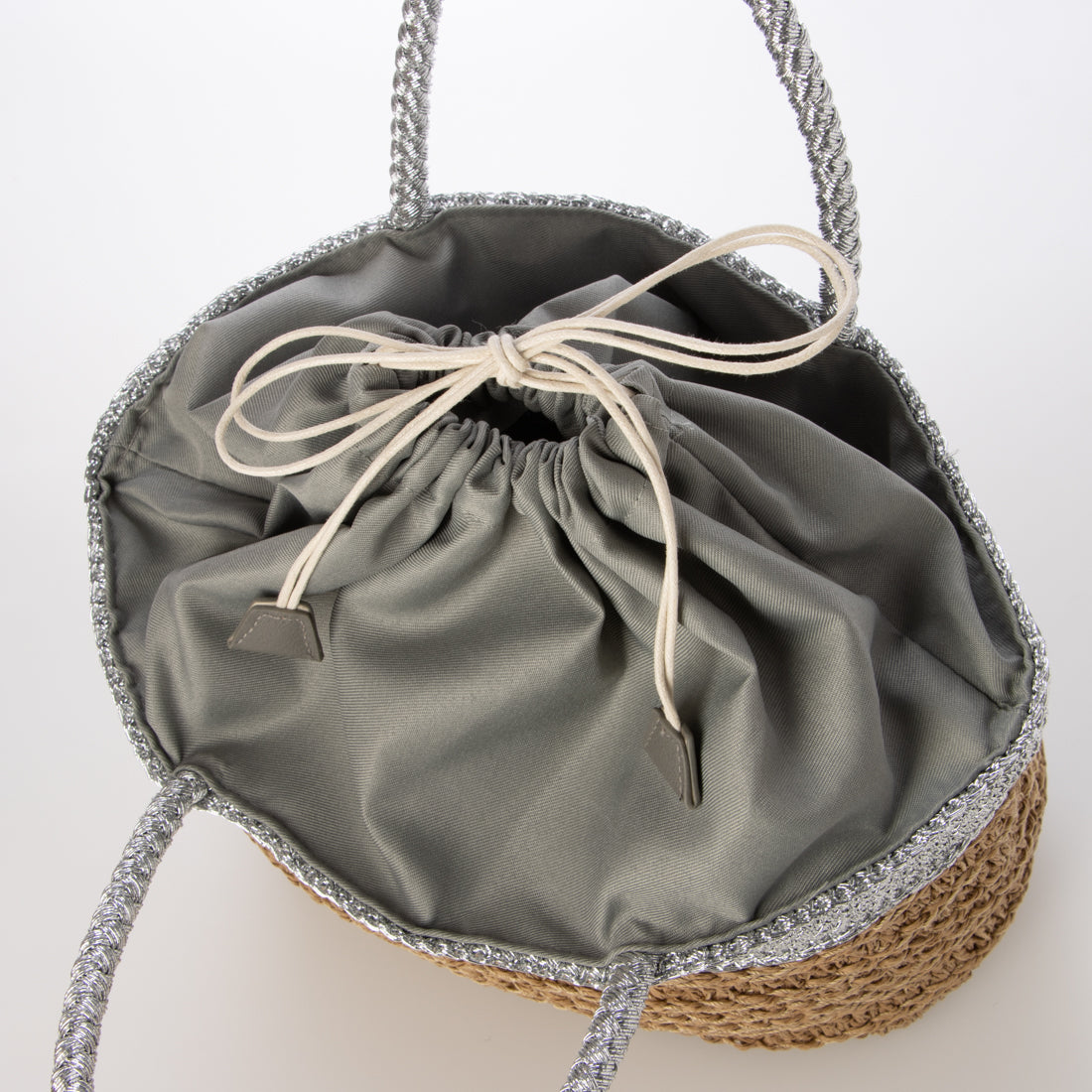 カシュカシュ cache cache ラメ切替クロッシェトート カゴバッグ （SV） SV