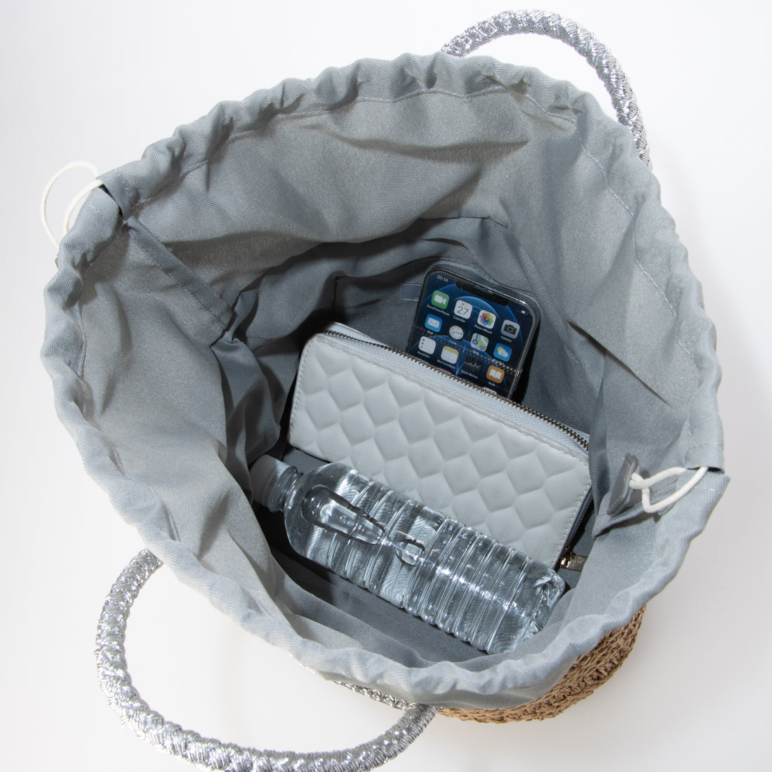 カシュカシュ cache cache ラメ切替クロッシェトート カゴバッグ （SV） SV