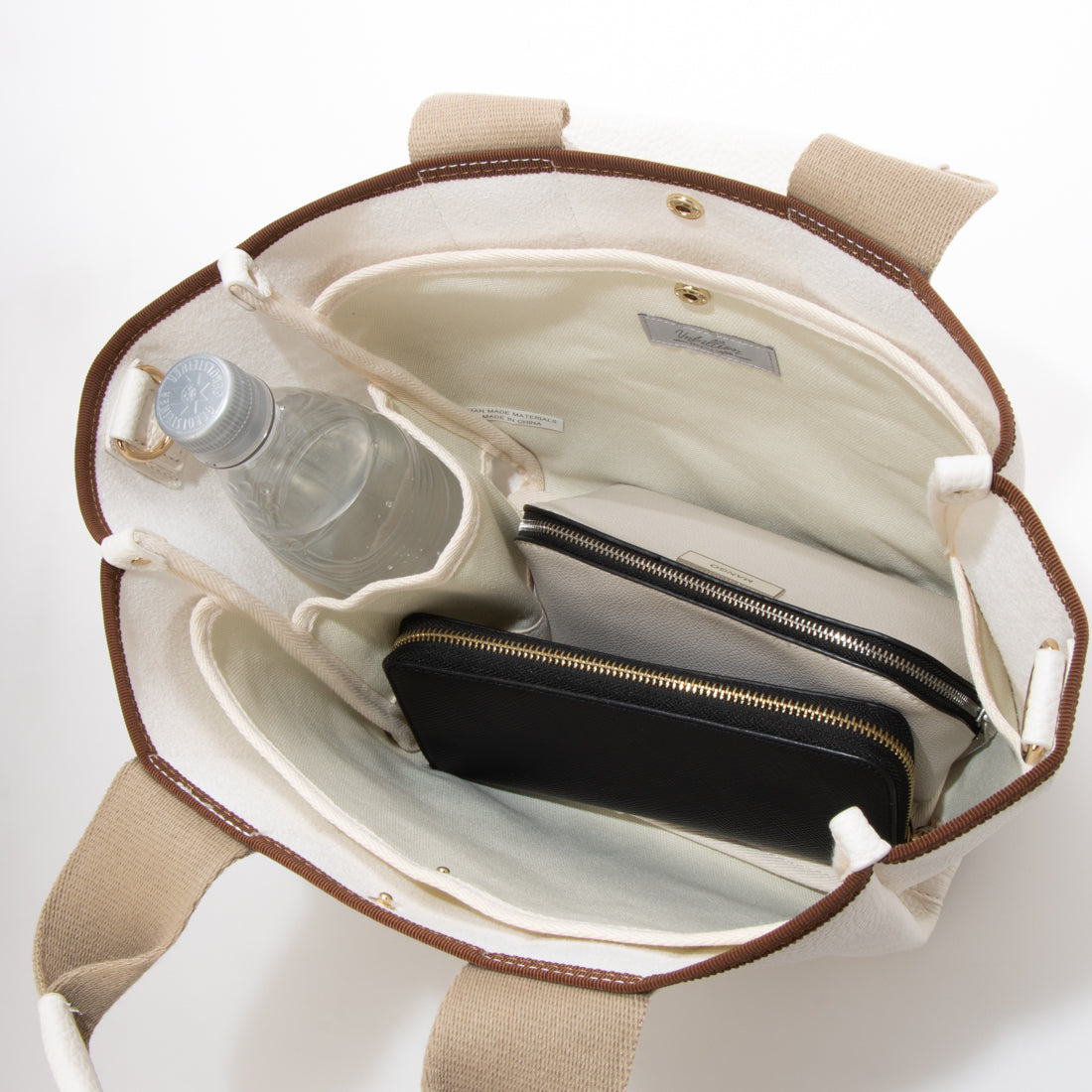 ＜ロングセラー＞カシュカシュ cache cache 太ショルダー付き2wayテープトートバッグL （アイボリー） IV