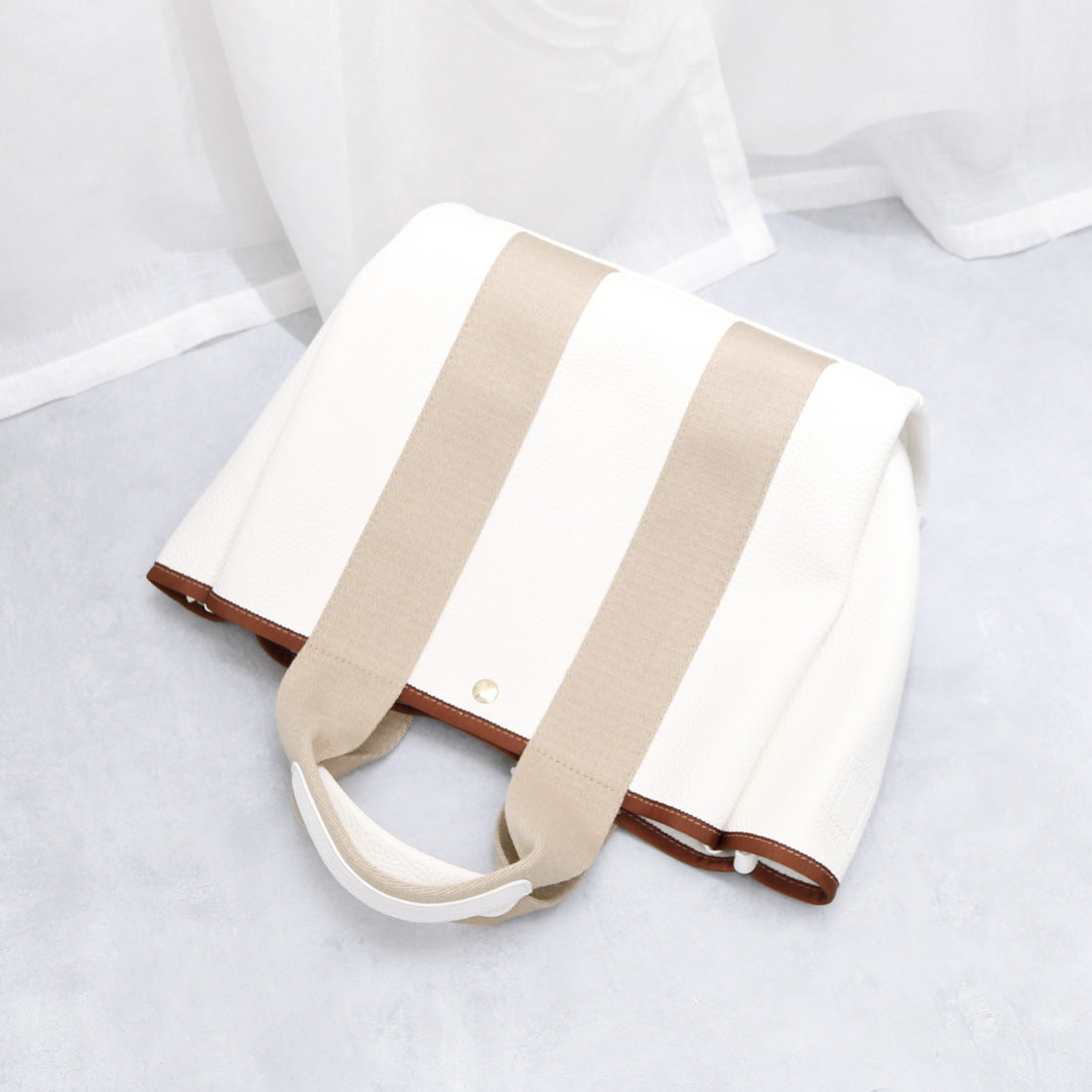 ＜ロングセラー＞カシュカシュ cache cache 太ショルダー付き2wayテープトートバッグL （アイボリー） IV