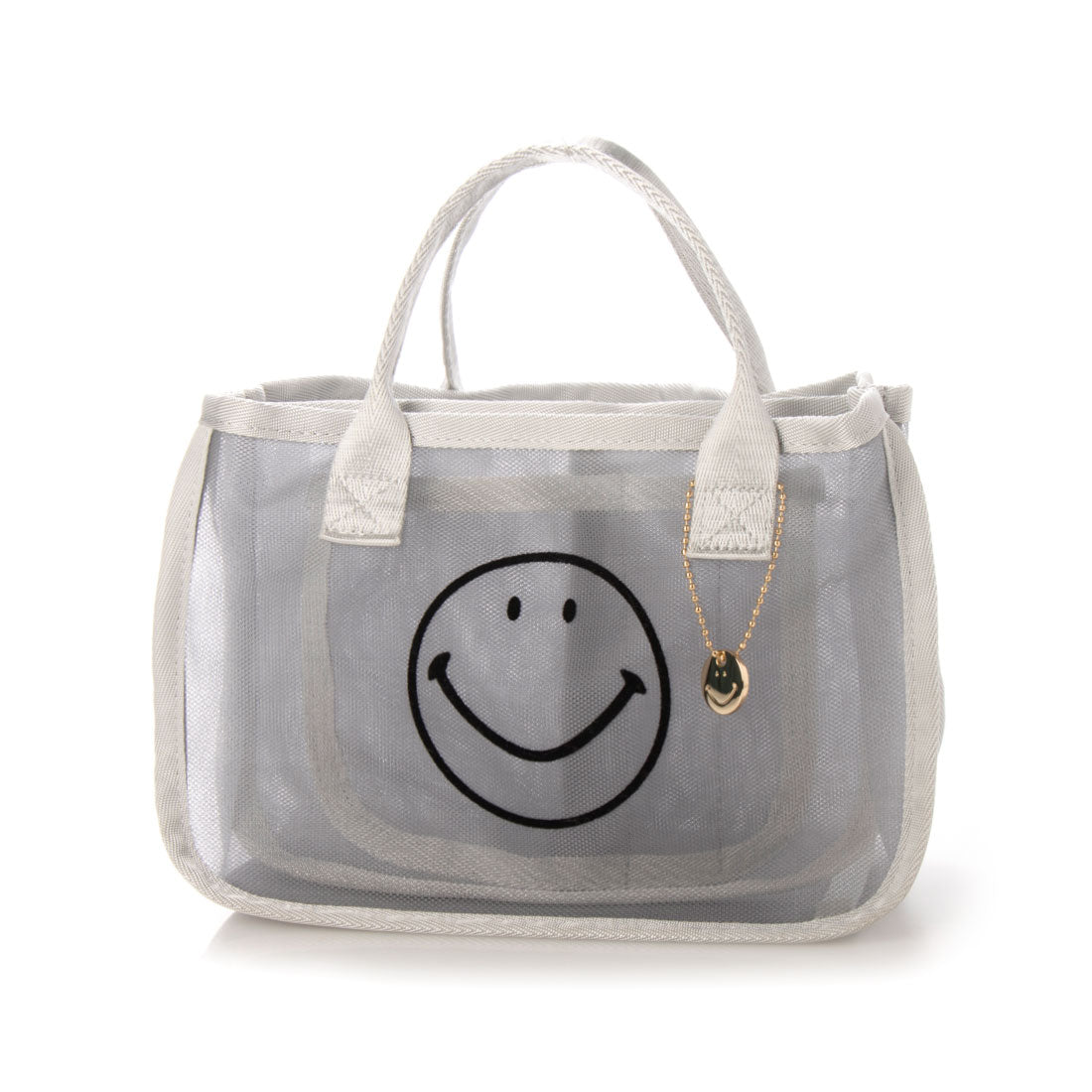 ＜ロングセラー＞カシュカシュ cache cache スマイルモチーフメッシュバッグインバッグ （GRY） GRY