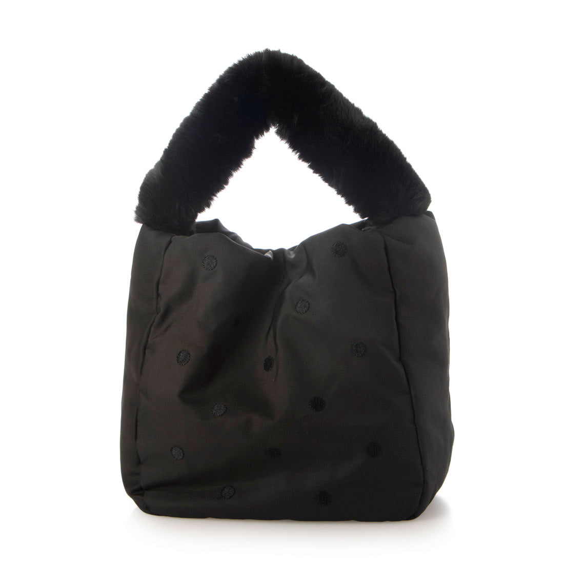 カシュカシュ cache cache エコファーワンハンドルドット刺繍トート （BK） BK