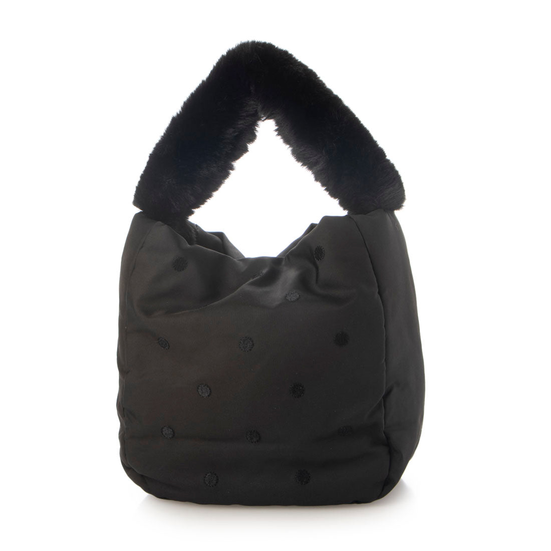 カシュカシュ cache cache エコファーワンハンドルドット刺繍トート （BK） BK