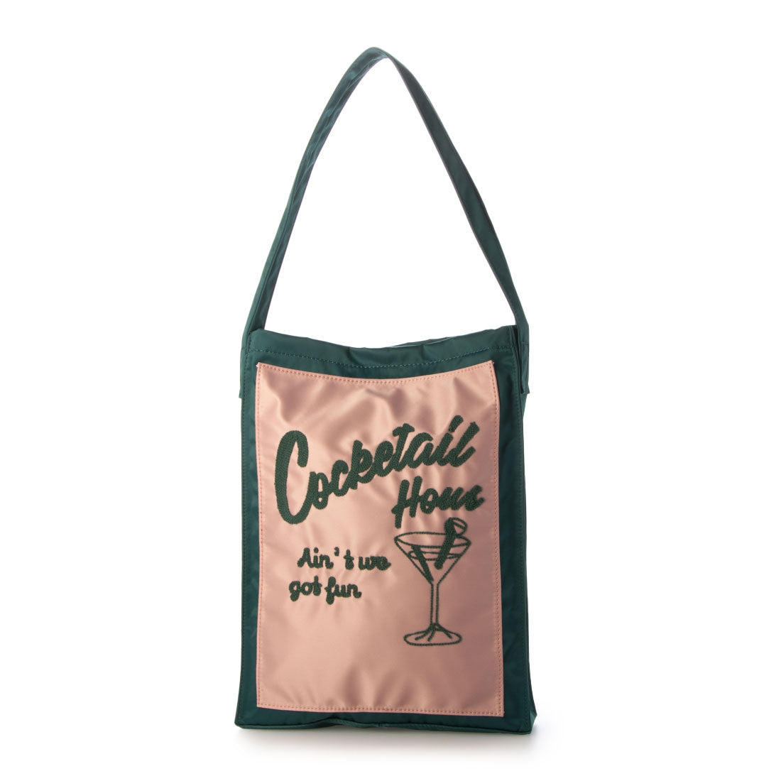 カシュカシュ cache cache チェーンステッチ刺繍トートバッグ,GN