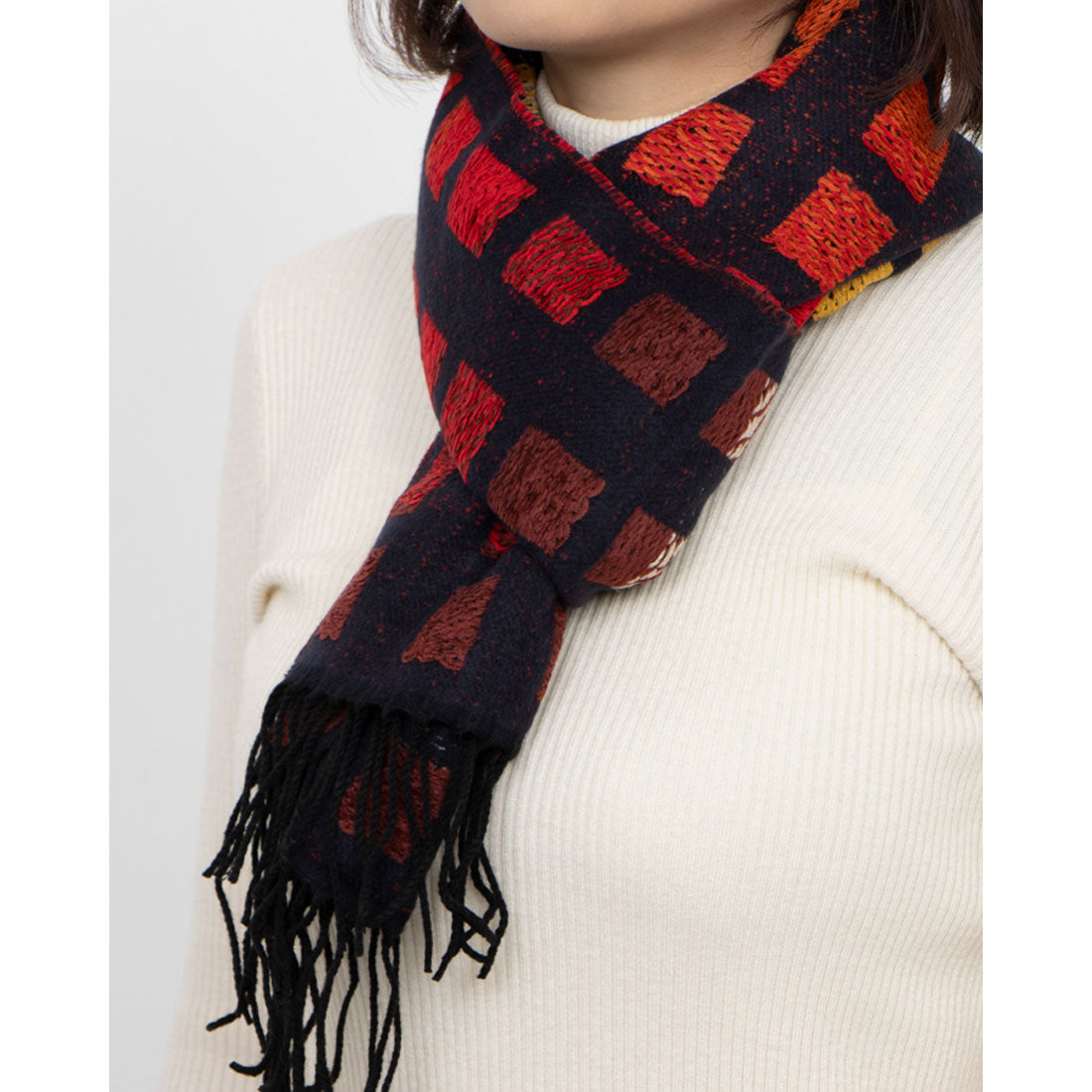 カシュネ cache nez ブロックグラデーションマフラー