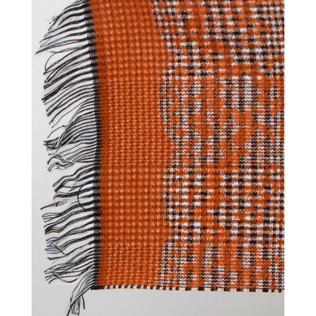 カシュネ cache nez ウール混グレンチェックフラワージャカードマフラー