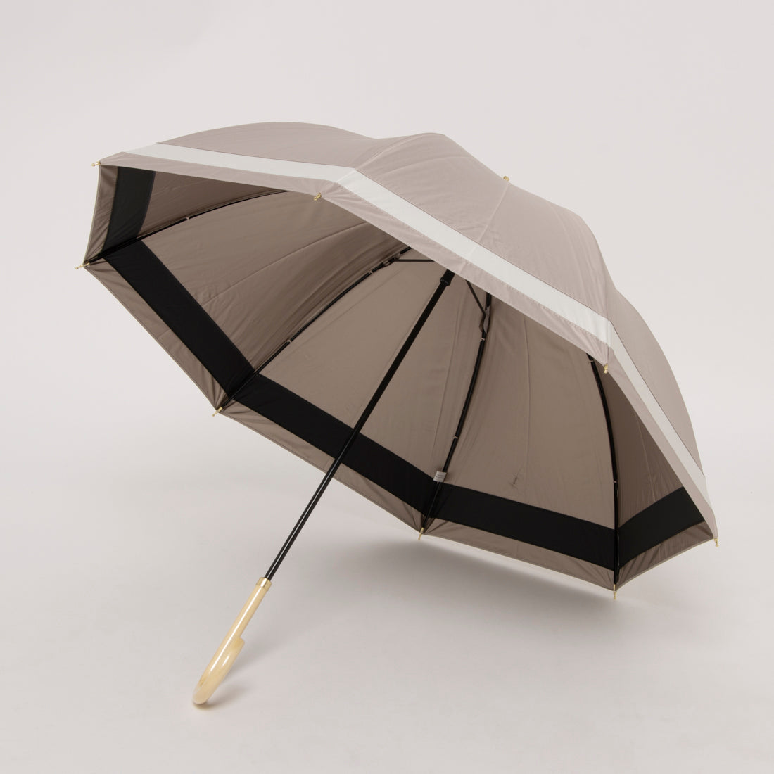 カシュネ cache nez 【晴雨兼用】【日傘】UV カット率99％以上 PU切り継ぎボーダーバルーンショートパラソル （DBE） DBE