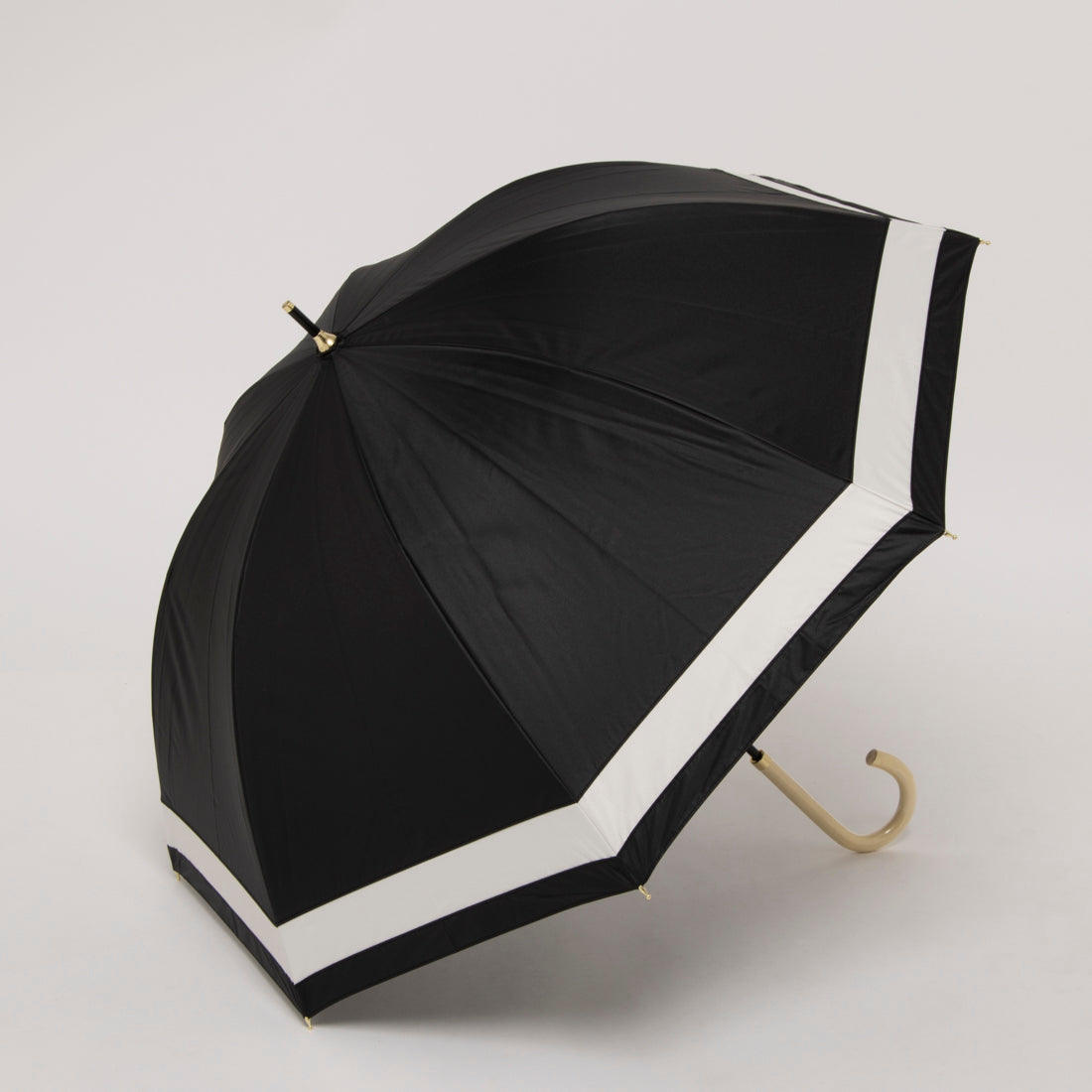 カシュネ cache nez 【晴雨兼用】【日傘】UV カット率99％以上 PU切り継ぎボーダーバルーンショートパラソル （BK） BK