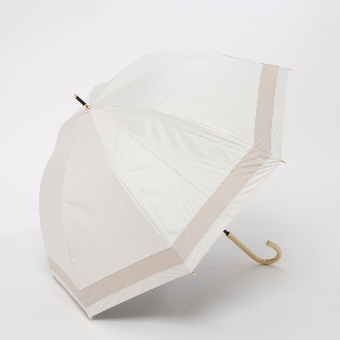 カシュネ cache nez 【晴雨兼用】【日傘】UV カット率99％以上 PU切り継ぎボーダーバルーンショートパラソル （WH） WH
